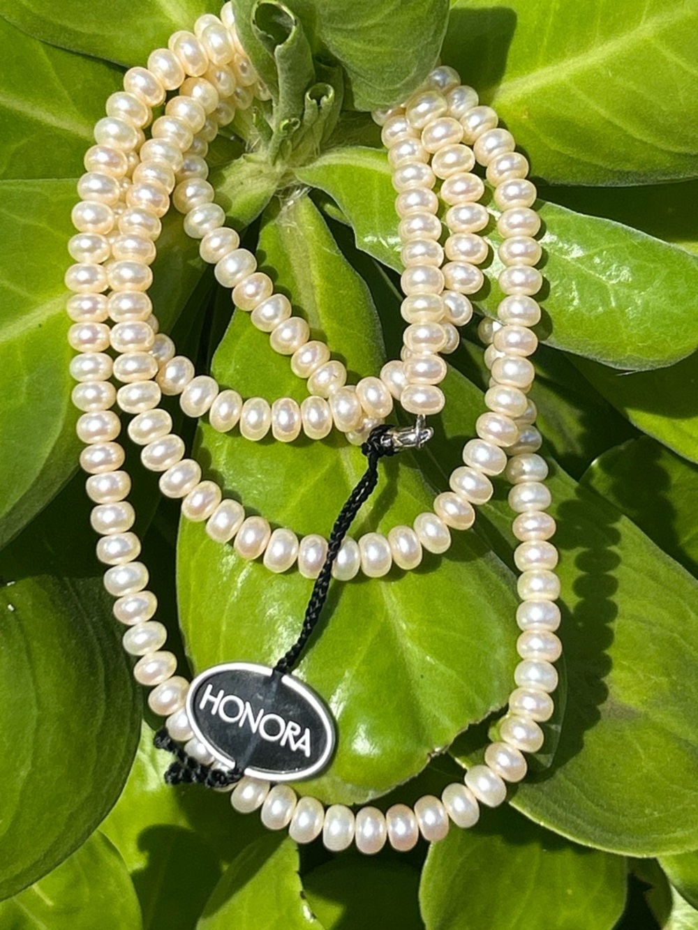 Honora soft cream luster long 6mm Pearls 38” necklace sterling silver clasp